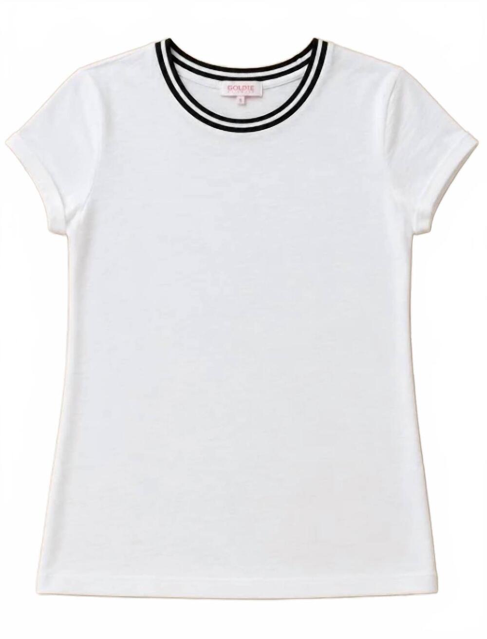 NEW GOLDIE LEWINTER women's ringer top in white